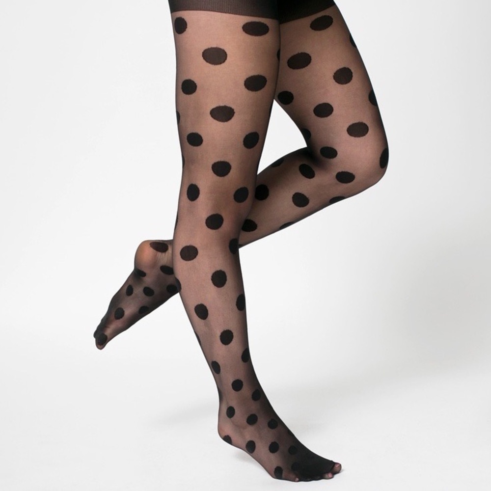 American Apparel sheer luxe shapes pantyhose, size M/L in nude polka dot.